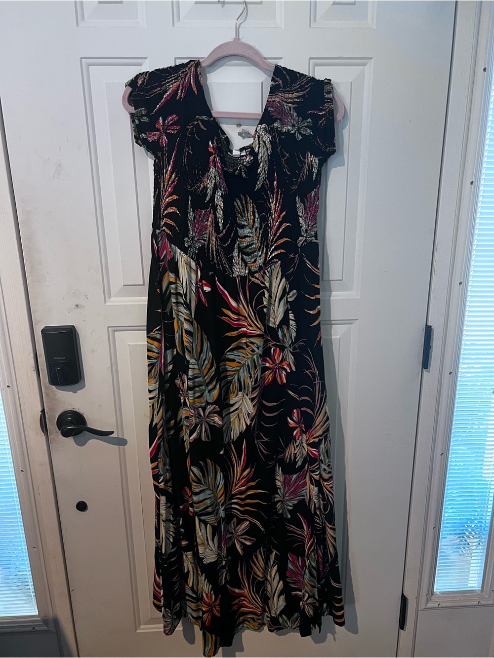 Avenue Black Maxi Dress with Tropical Floral Print